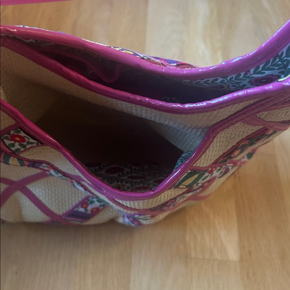Vera Bradley Purse Viva La Vera Retired Rattan Straw Hobo Shoulder Bag Pink - Picture 9 of 16